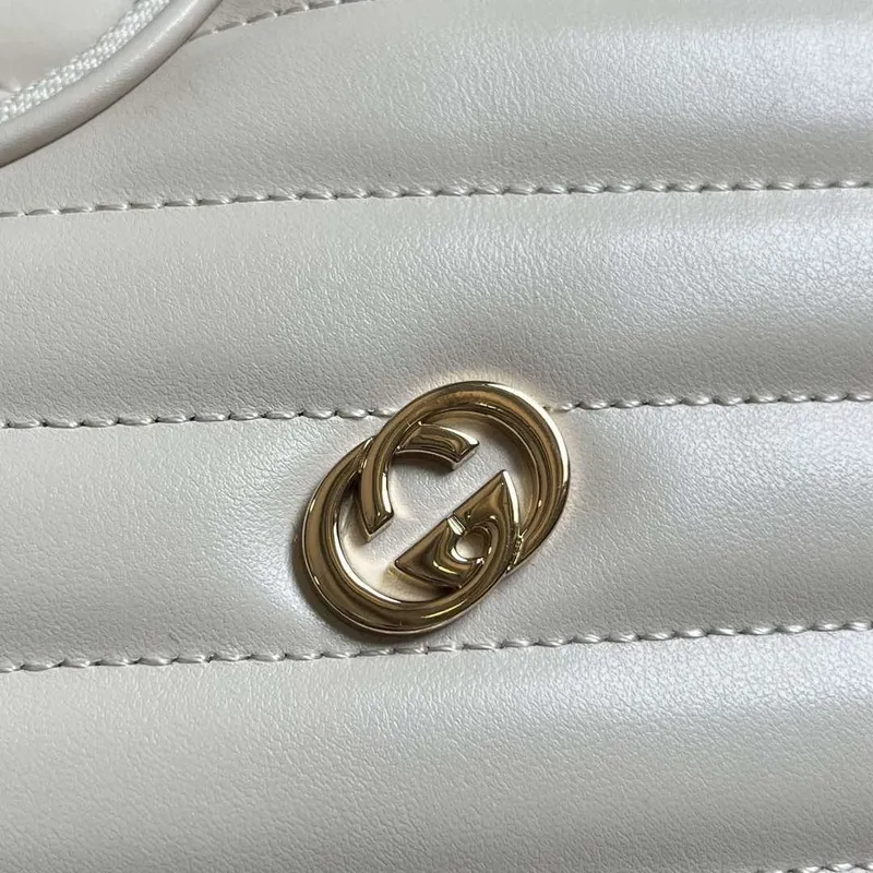 Gucci 751628 Interlocking G Mini Heart Shoulder Bag White
