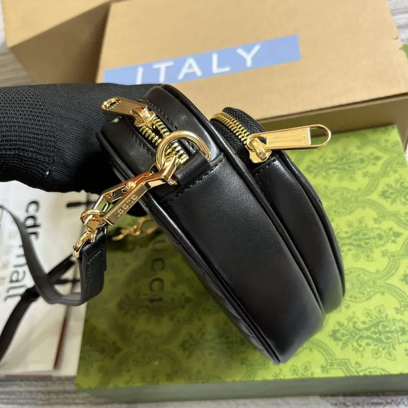 Gucci 751628 Interlocking G Mini Heart Shoulder Bag Black