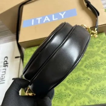 Gucci 751628 Interlocking G Mini Heart Shoulder Bag Black