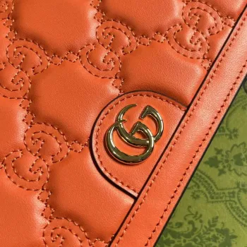 Gucci 723787 GG Matelassé Chain Wallet Orange