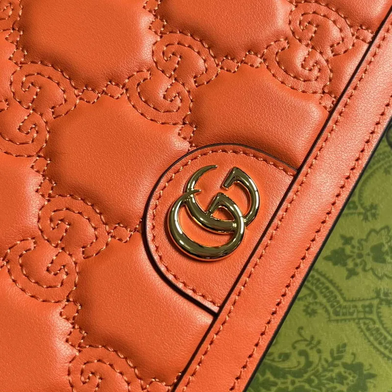 Gucci 723787 GG Matelassé Chain Wallet Orange