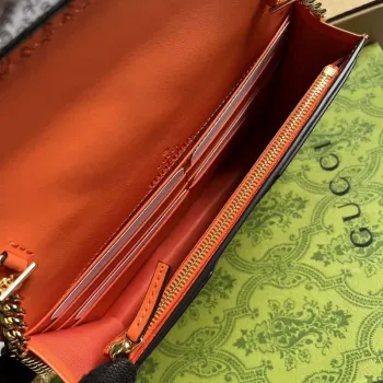 Gucci 723787 GG Matelassé Chain Wallet Orange