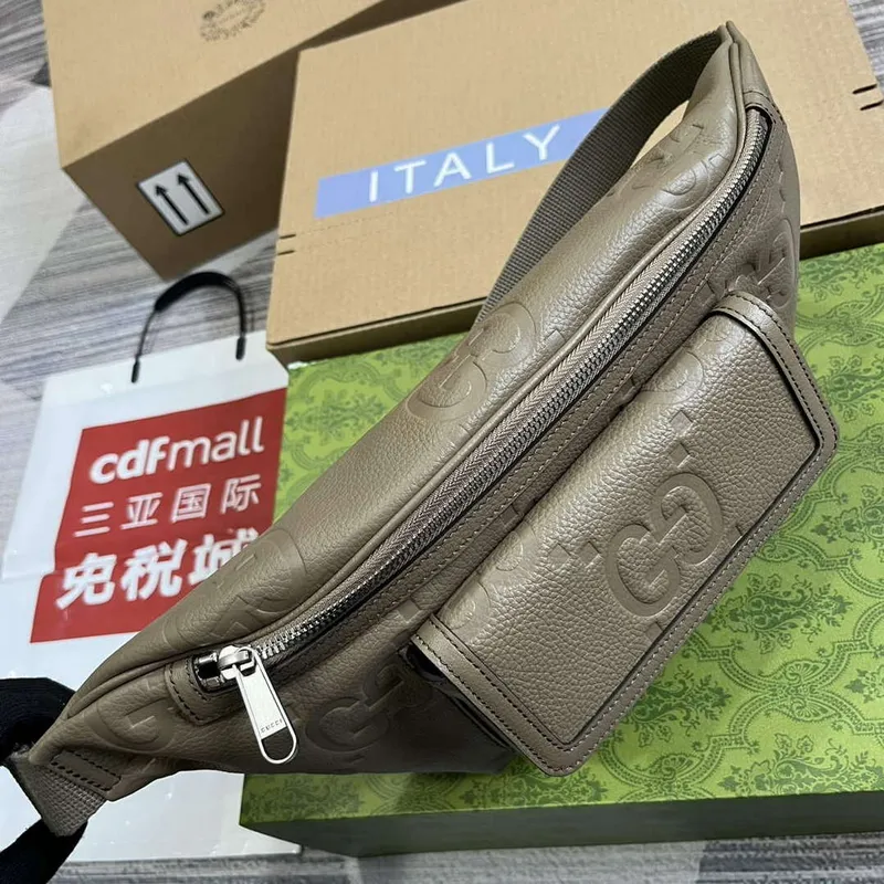 Gucci 645093 Jumbo GG Belt Bag Taupe