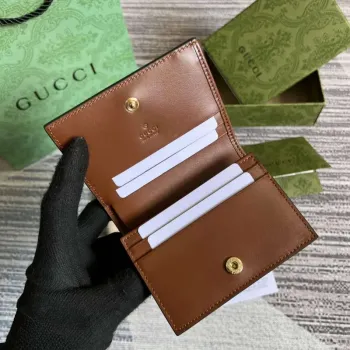 Gucci 723786 GG Matelassé Card Case Wallet Brown