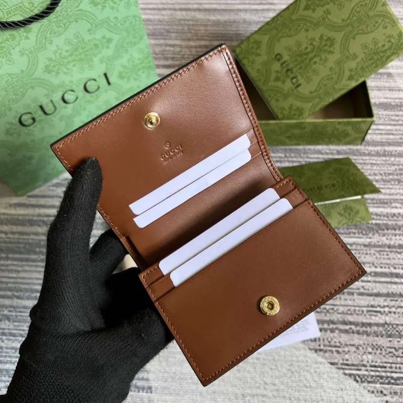 Gucci 723786 GG Matelassé Card Case Wallet Brown