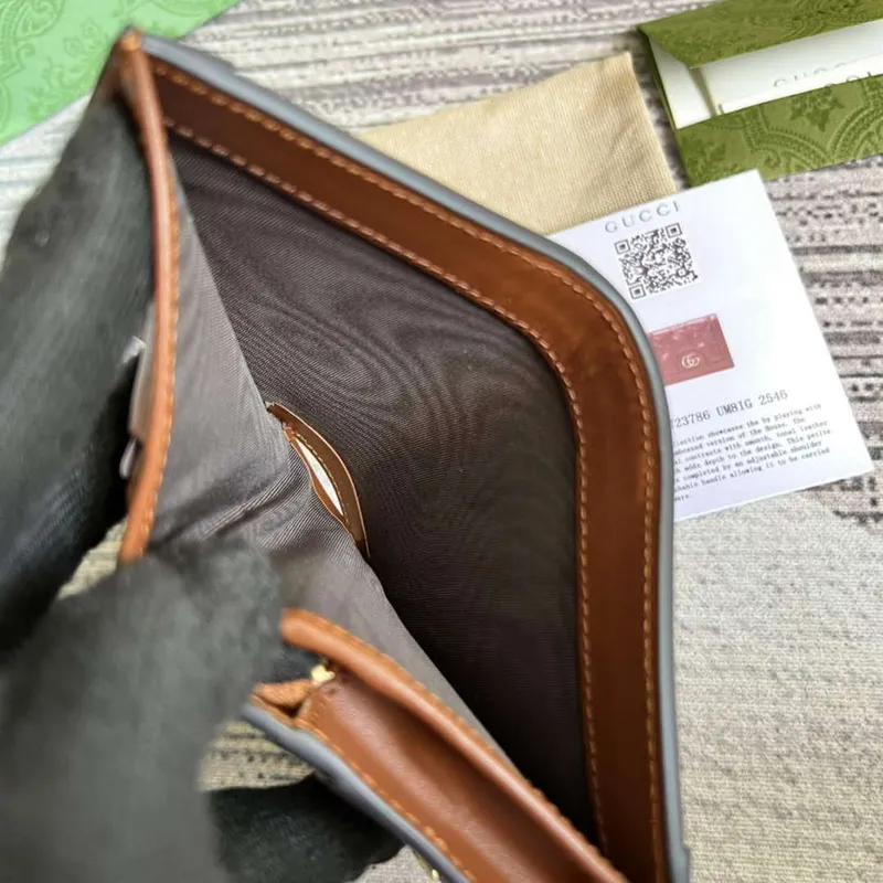 Gucci 723786 GG Matelassé Card Case Wallet Brown