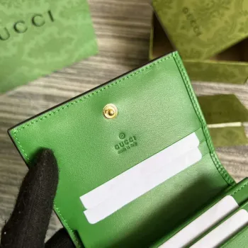 Gucci 723786 GG Matelassé Card Case Wallet Green