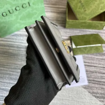 Gucci 723786 GG Matelassé Card Case Wallet Grey