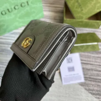 Gucci 723786 GG Matelassé Card Case Wallet Grey