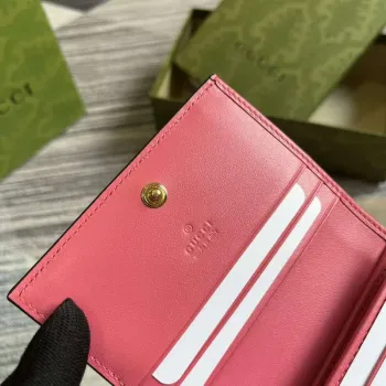 Gucci 723786 GG Matelassé Card Case Wallet Rose pink