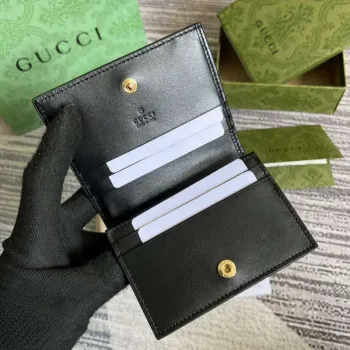 Gucci 723786 GG Matelassé Card Case Wallet Black
