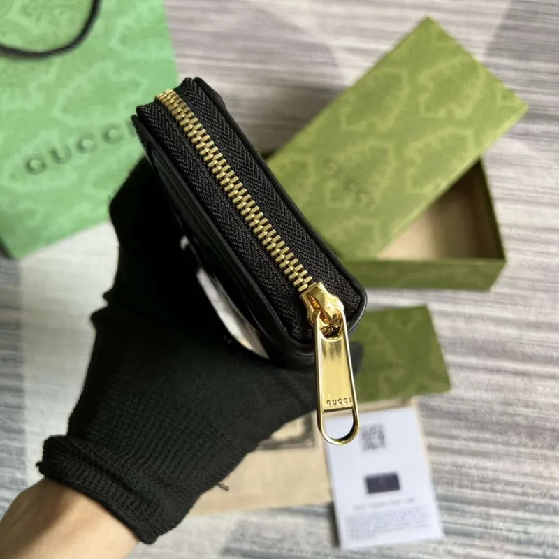 Gucci 723784 GG Matelassé Zip Around Wallet Black