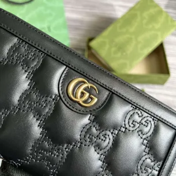 Gucci 723784 GG Matelassé Zip Around Wallet Black