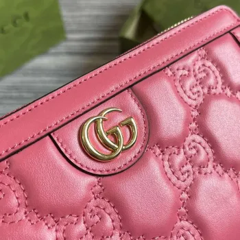 Gucci 723784 GG Matelassé Zip Around Wallet Rose pink