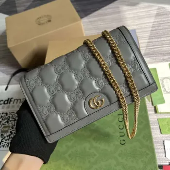 Gucci 723787 GG Matelassé Chain Wallet Grey