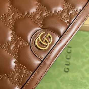 Gucci 723787 GG Matelassé Chain Wallet Brown