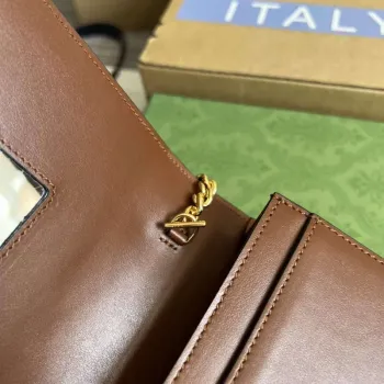 Gucci 723787 GG Matelassé Chain Wallet Brown