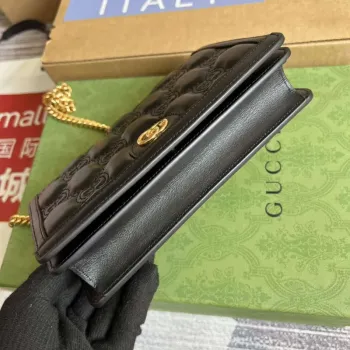 Gucci 723787 GG Matelassé Chain Wallet Black