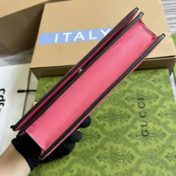 Gucci 723787 GG Matelassé Chain Wallet Rose pink