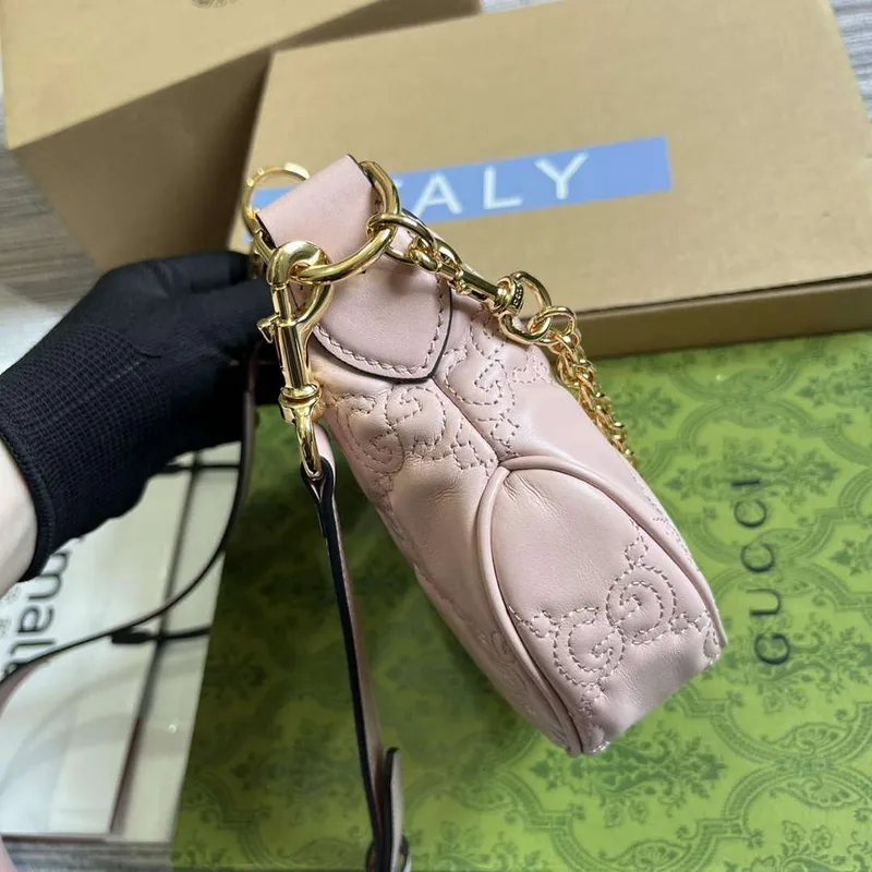 Gucci 739736 GG Matelassé Mini Bag Pink