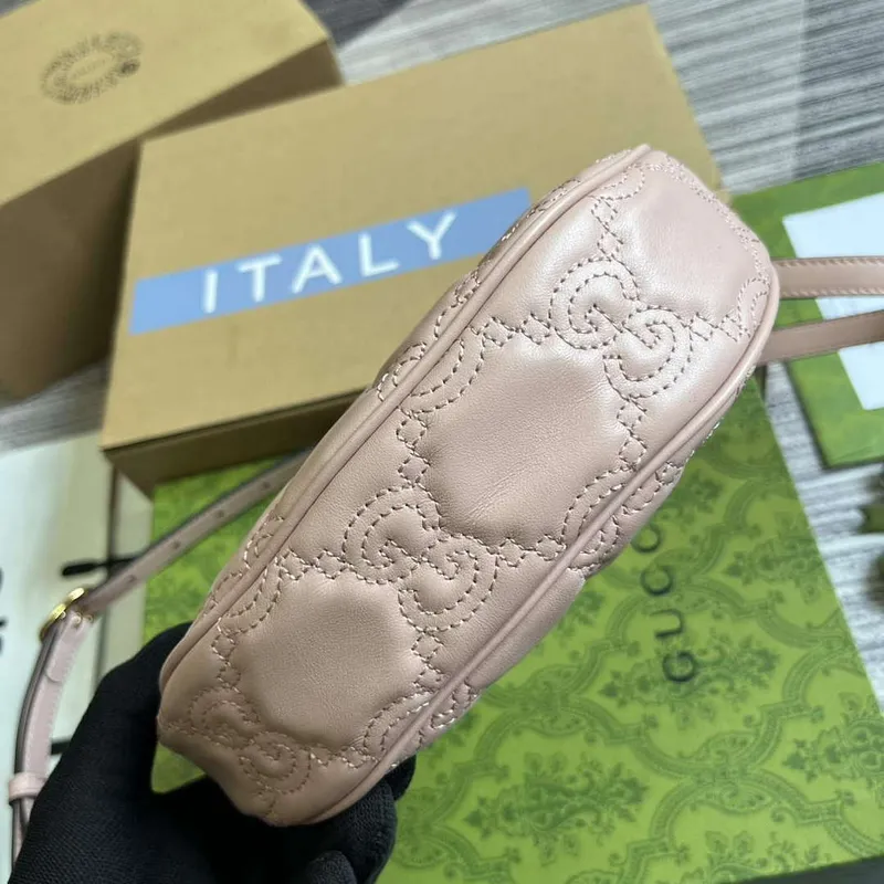 Gucci 739736 GG Matelassé Mini Bag Pink