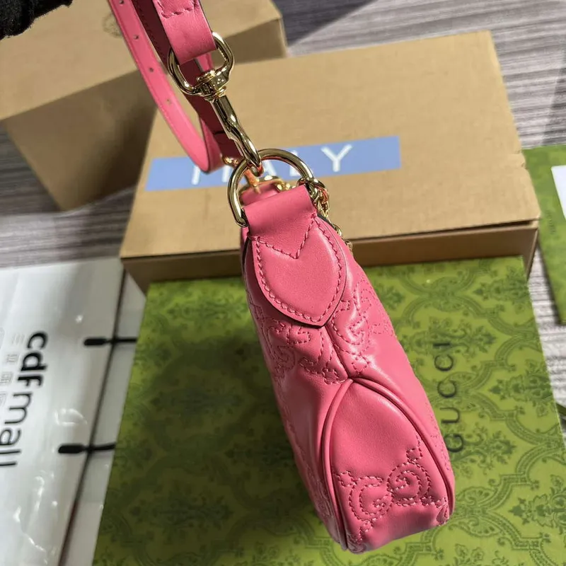 Gucci 739736 GG Matelassé Mini Bag Rose pink