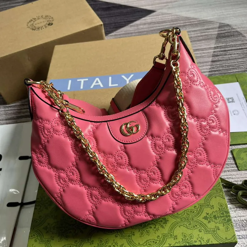 Gucci 739709 GG Matelassé Small Shoulder Bag Rose pink