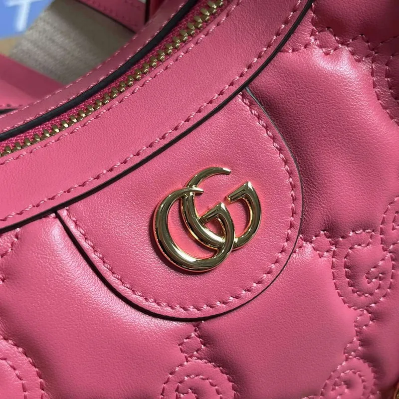 Gucci 739709 GG Matelassé Small Shoulder Bag Rose pink