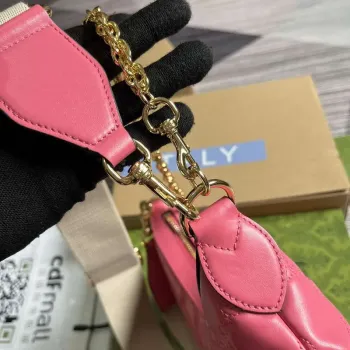 Gucci 739709 GG Matelassé Small Shoulder Bag Rose pink