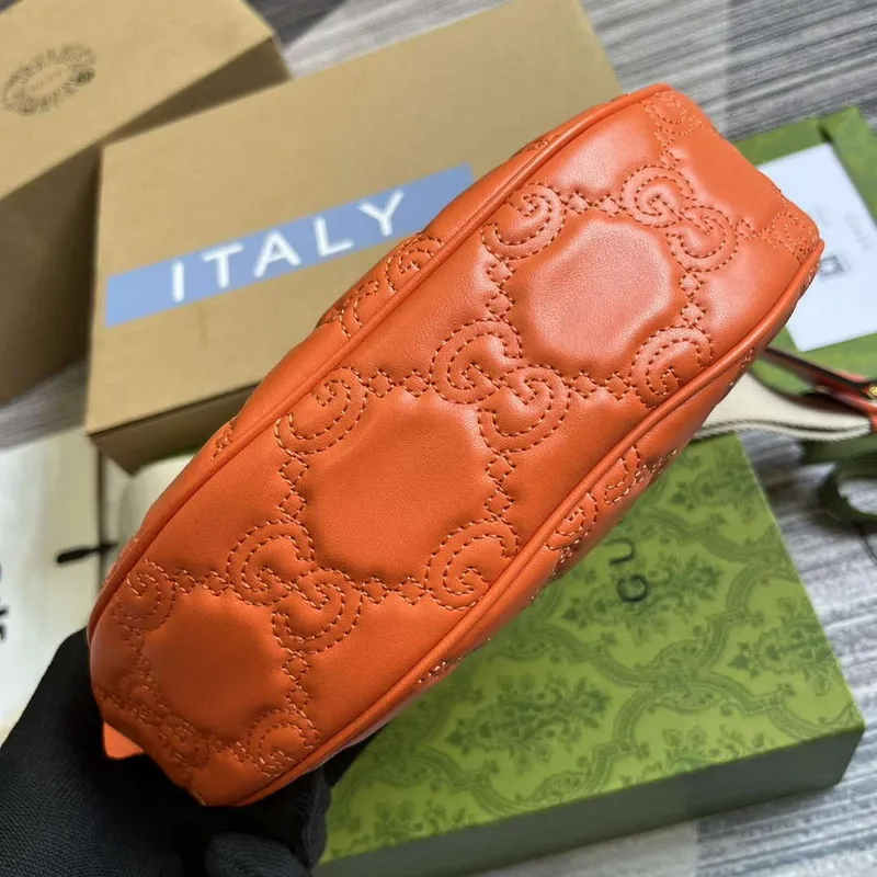 Gucci 739709 GG Matelassé Small Shoulder Bag Orange