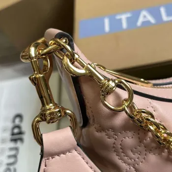 Gucci 739709 GG Matelassé Small Shoulder Bag Pink