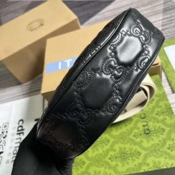 Gucci 739709 GG Matelassé Small Shoulder Bag Black