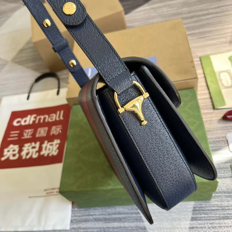 Gucci 602204 Adidas X Gucci Gucci Horsebit 1955 Small Bag Navy& White