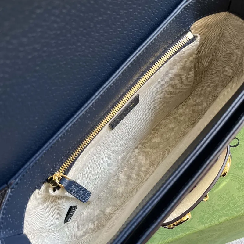 Gucci 602204 Adidas X Gucci Gucci Horsebit 1955 Small Bag Navy& White