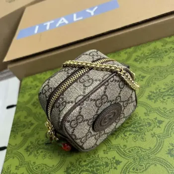 Gucci 726252 Strawberry Coin Purse with Double G Brown