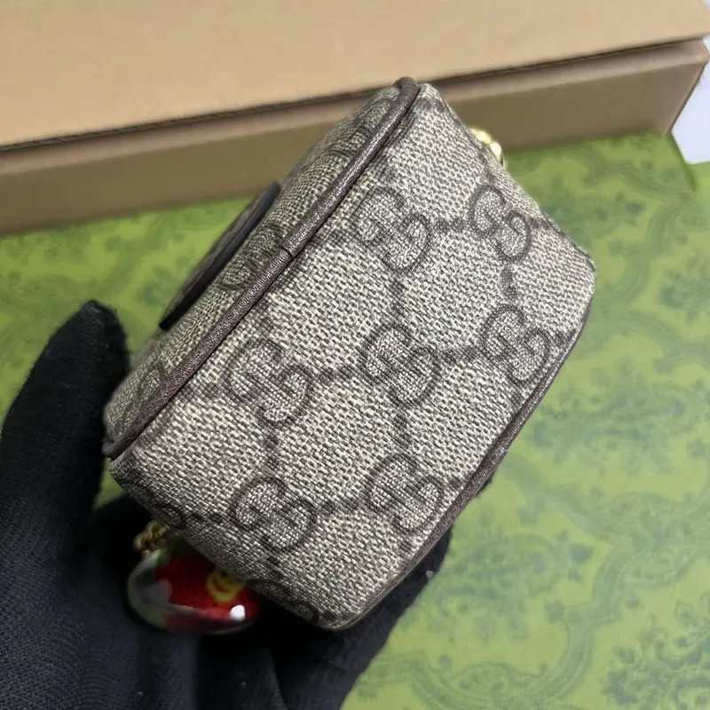 Gucci 726252 Strawberry Coin Purse with Double G Brown