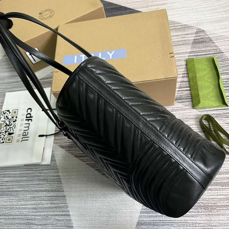 Gucci 739684 GG Marmont Large Tote Bag Black