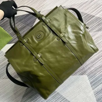 Gucci 725683 Large Tote Bag With Tonal Double G Forest green