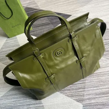 Gucci 725683 Large Tote Bag With Tonal Double G Forest green