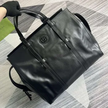 Gucci 725683 Large Tote Bag With Tonal Double G Black