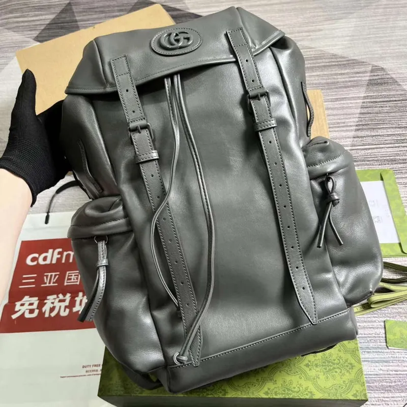 Gucci 725657 Backpack With Tonal Double G Gray