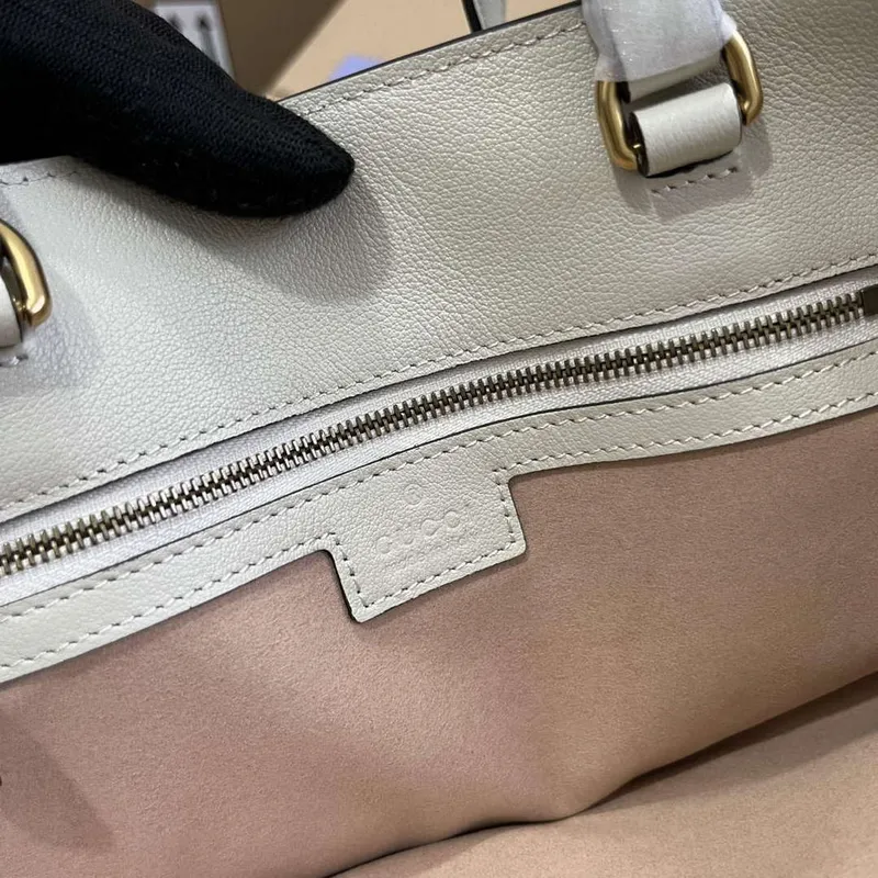 Gucci 750394 Gucci Diana Medium Tote Bag White leather