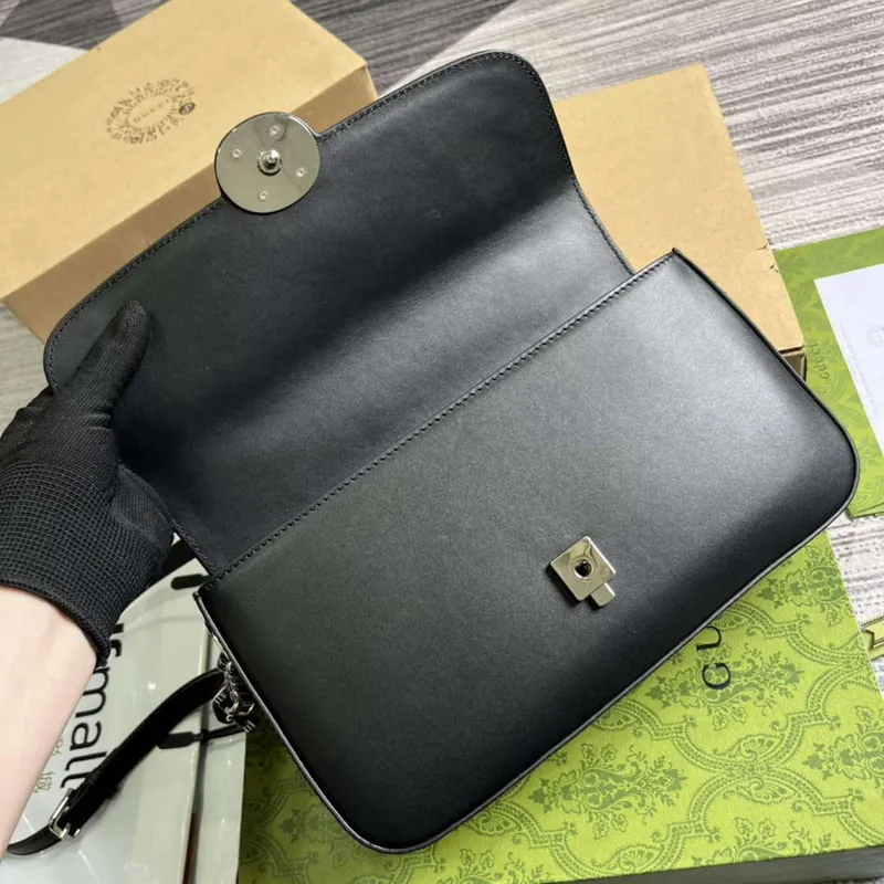 Gucci 739721 Petite GG Small Shoulder Bag Black