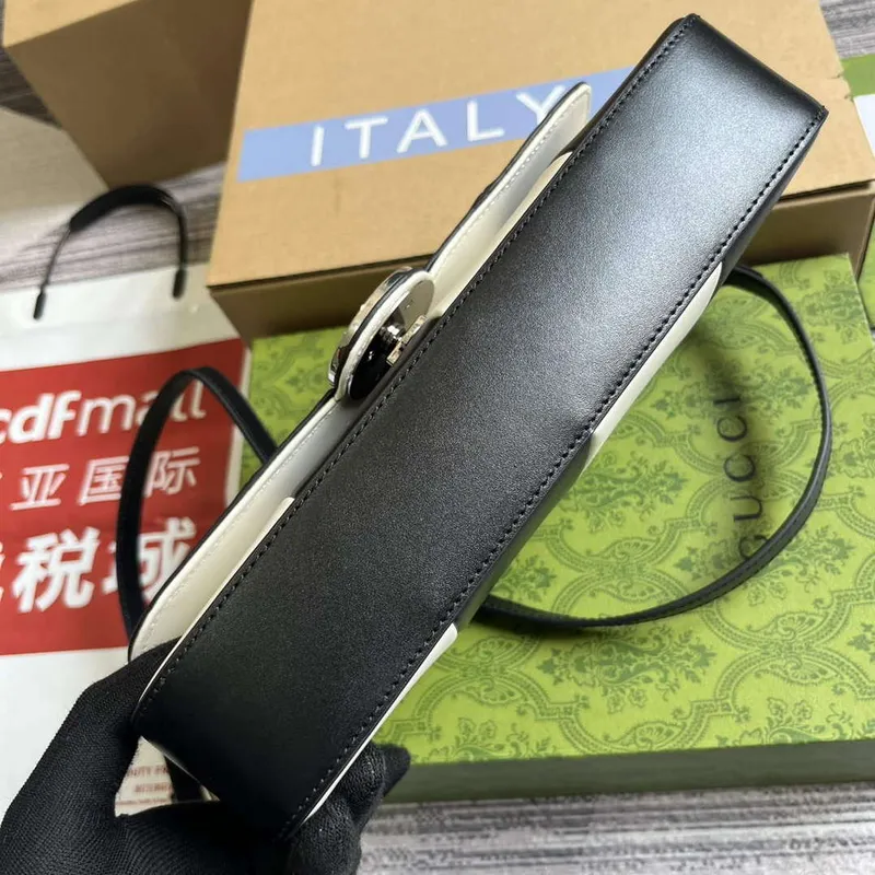 Gucci 739721 Petite GG Small Shoulder Bag Black and white