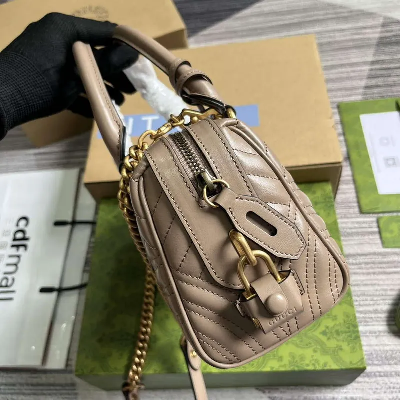 Gucci 746319 GG Marmont Small Top Handle Bag Milk tea