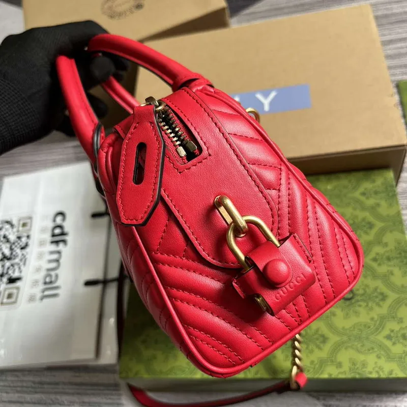 Gucci 746319 GG Marmont Small Top Handle Bag Red