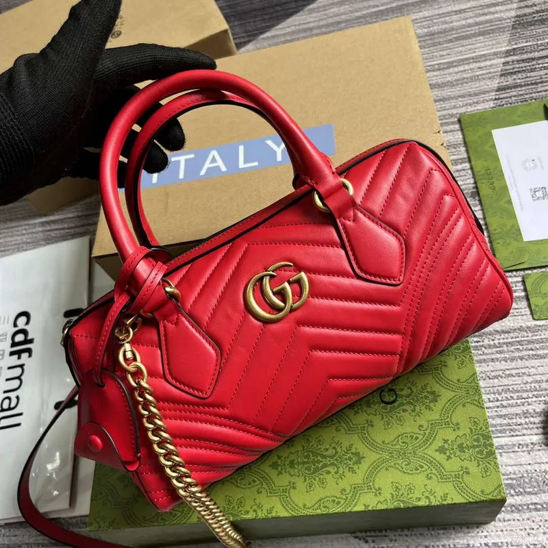 Gucci 746319 GG Marmont Small Top Handle Bag Red