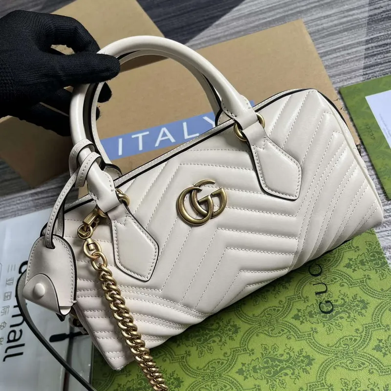 Gucci 746319 GG Marmont Small Top Handle Bag White
