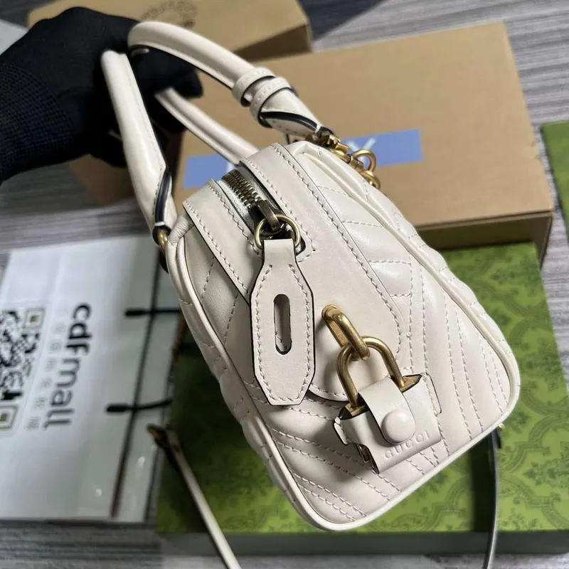 Gucci 746319 GG Marmont Small Top Handle Bag White