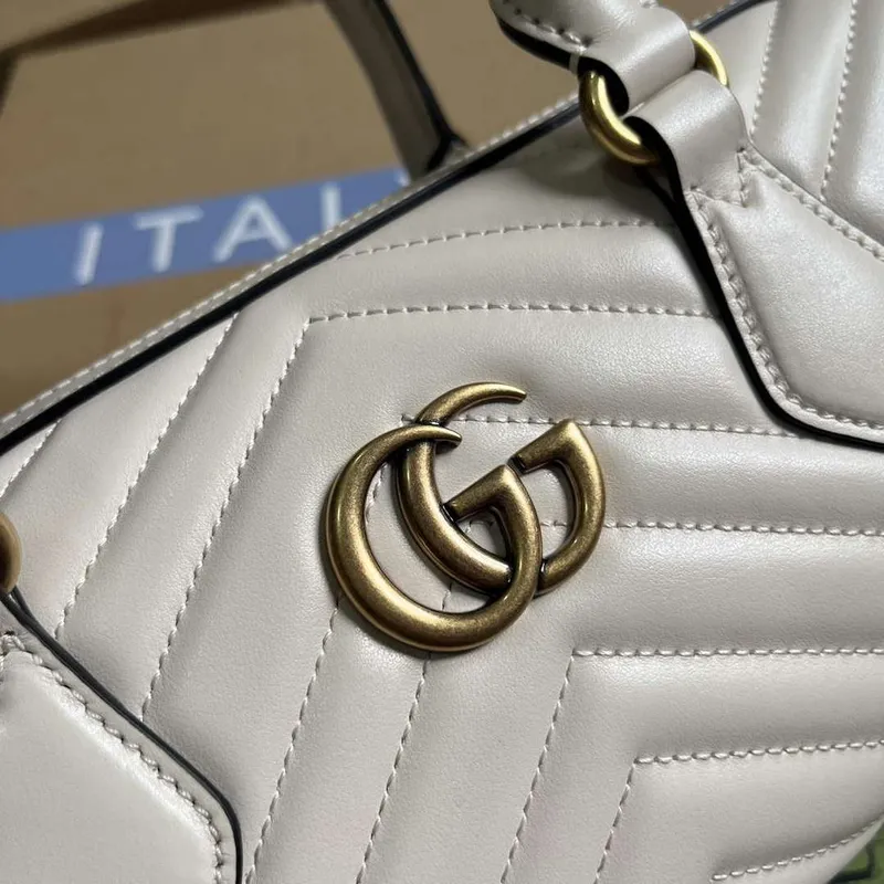 Gucci 746319 GG Marmont Small Top Handle Bag White